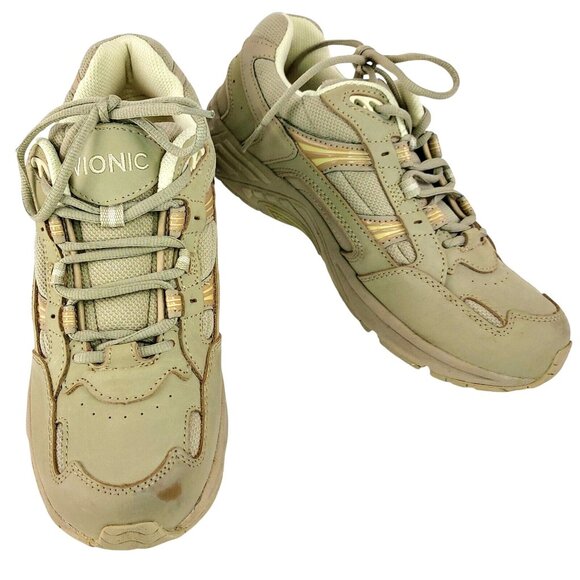 Vionic 9.5W Walker Classic Taupe Shoes Plantar Fasciitis Support Leather - Picture 1 of 14